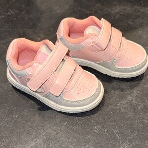 The Children's Place Pink and Gray Sneakers with Glitter Hearts